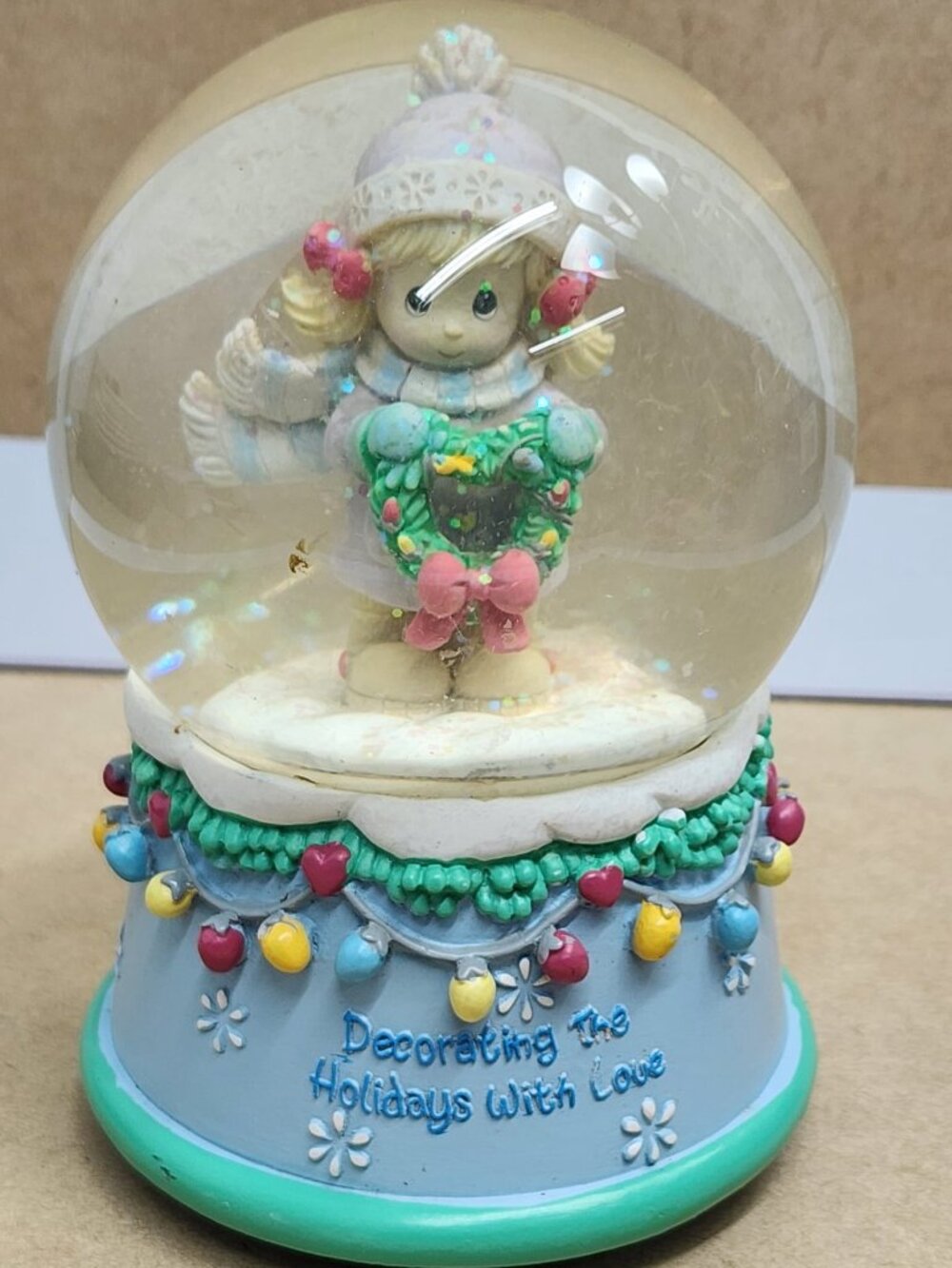 Vintage Precious Moments Musical Snow Globe Decorating Holidays With Love